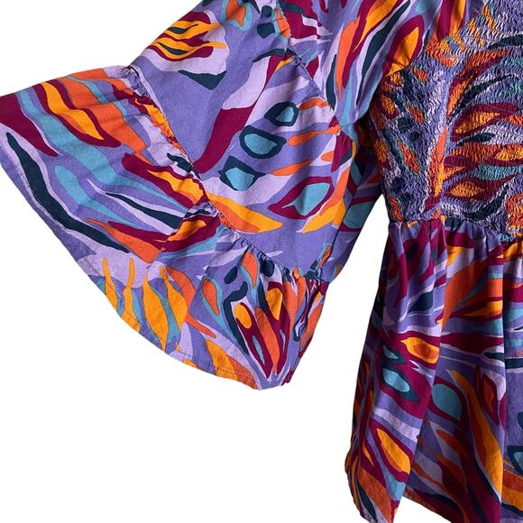 Terra & Sky Women Crop Top 1X Vibrant Colorful Boho Retro Y2K Festival Babydoll - Picture 5 of 10